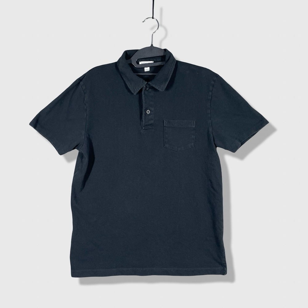 Sunspel Polo Shirt Mens Medium Black Old Money Quiet Luxury Minimalist